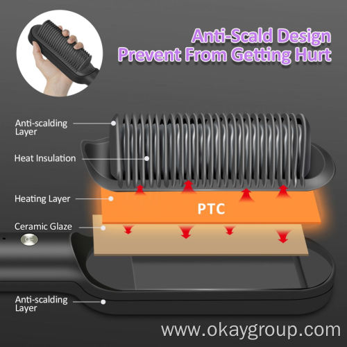 Professional Plate Ionic Flat Iron Hair Straightener Brush